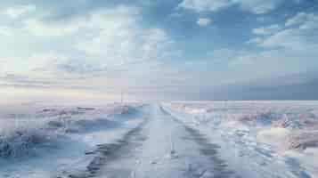 Free photo minimalist photorealistic winter road