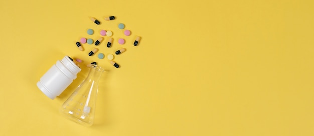 Minimalistic science banner with pills