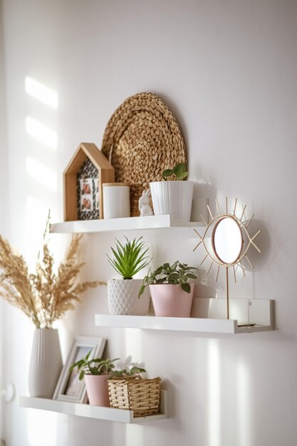 Mirror with a shape of eye on the shelves