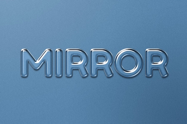 Free photo mirror word in embossed glass text style