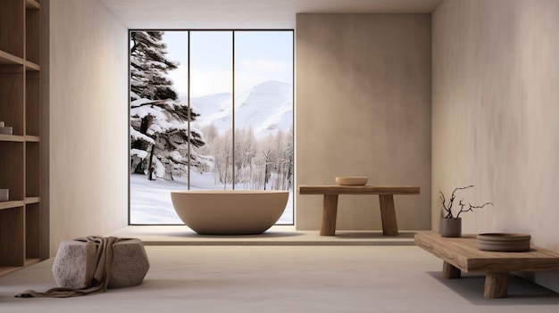 Free photo mix of minimal nordic interior design with japanese wabi-sabi style