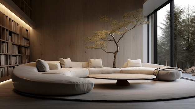 Free photo mix of minimal nordic interior design with japanese wabi-sabi style