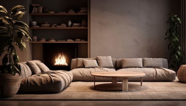 Free photo mix of minimal nordic interior design with japanese wabi-sabi style