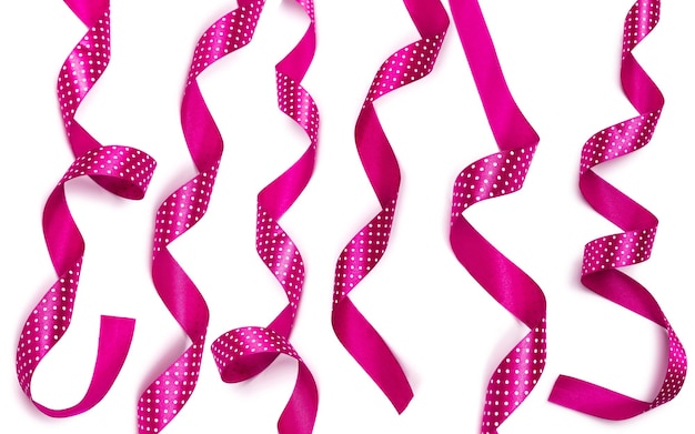 Free photo mix pink ribbon on a white background