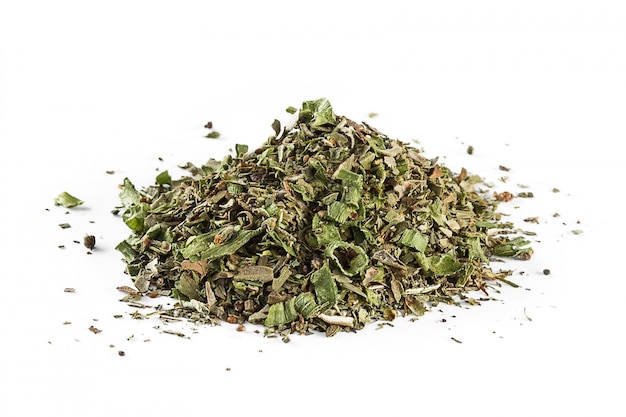 Mixed Italian herb seasoning on a white wall