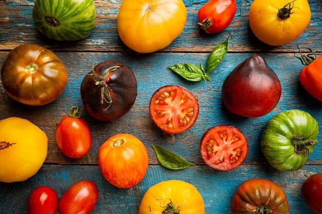 Mixed tomatoes top view