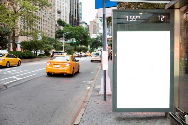 Free photo mock-up billboard in bus stop