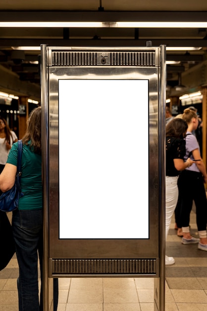 Mock-up billboard in a metro station