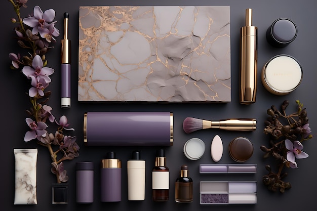 Free photo mock up packaging for cosmetic and amenities mood tone board