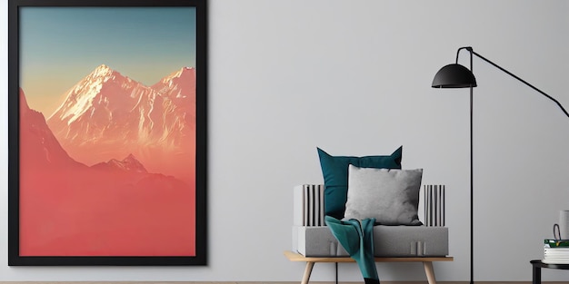 Free photo mock up poster frame in modern interior background living room scandinavian style generative ai illustration