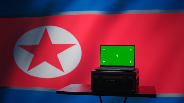 Free Photo mockup laptop in north korean intelligence command center used by dictatorship