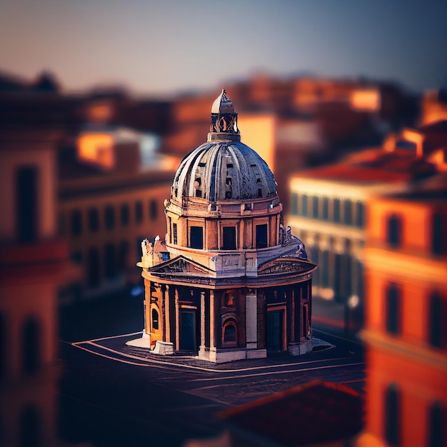 A model of a building with a dome on the top.