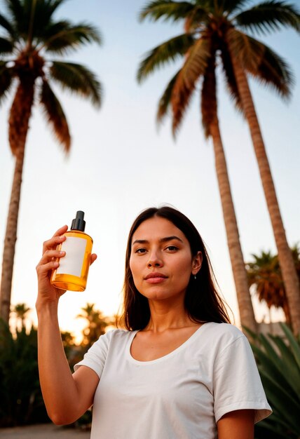 Model holding zero waste beauty product