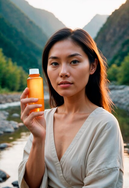 Model holding zero waste beauty product