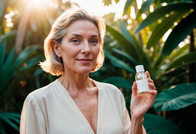 Model holding zero waste beauty product