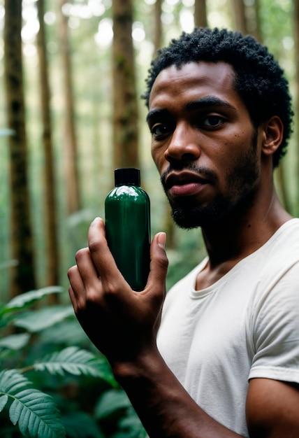 Model holding zero waste beauty product