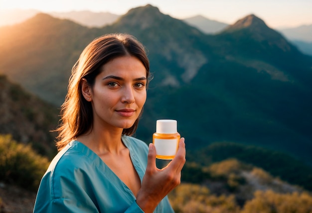 Model holding zero waste beauty product