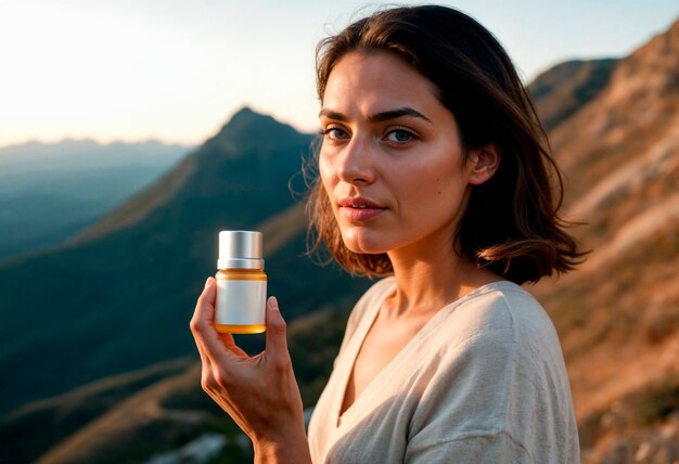 Model holding zero waste beauty product