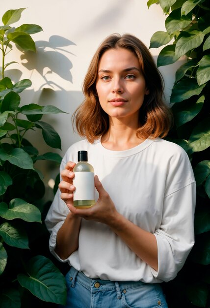 Model holding zero waste beauty product