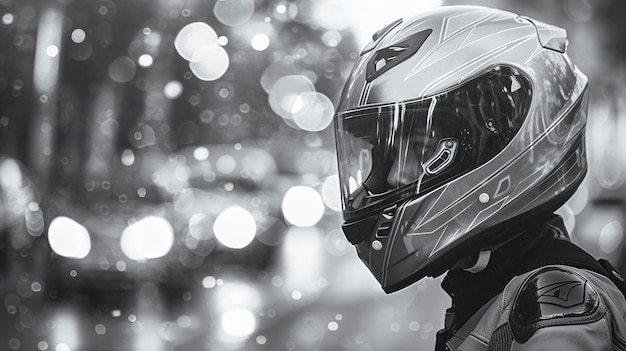 Free Photo model wearing motorcycle helmet portrait