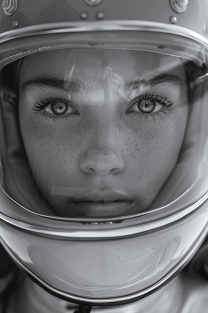 Free photo model wearing motorcycle helmet portrait