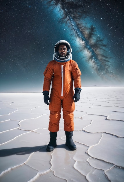 Free Photo model wearing space suit