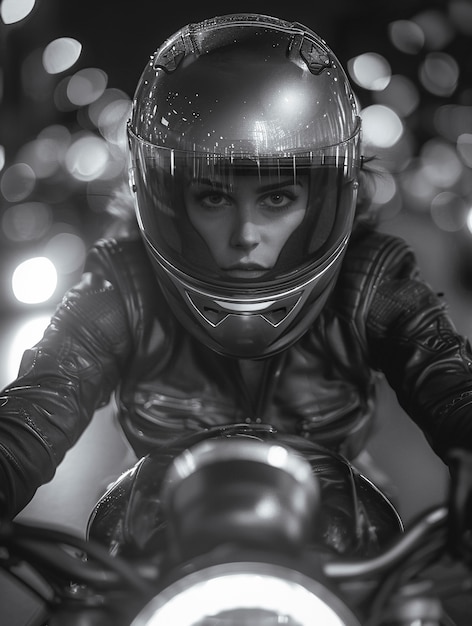 Free photo model with motorcycle helmet