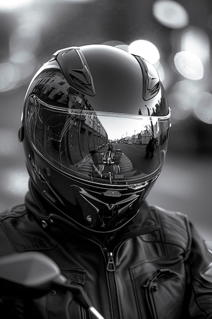 Free photo model with motorcycle helmet