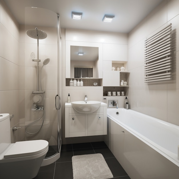 Free Photo modern bathroom with small space and contemporary decor