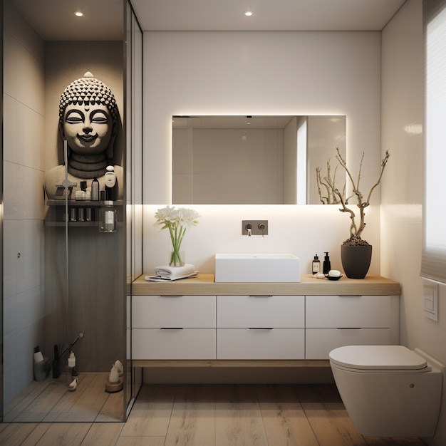 Free Photo modern bathroom with small space and contemporary decor