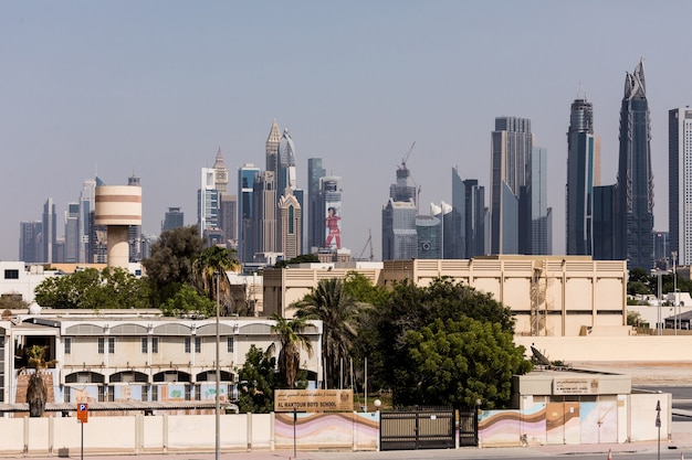  Modern buildings in Dubai Marina. In the city of artificial channel length of 3 kilometers along the Persian Gulf.