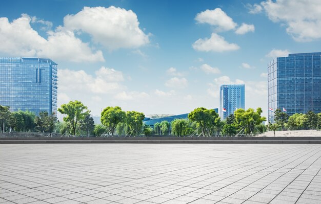 modern business building with glass wall from empty floor