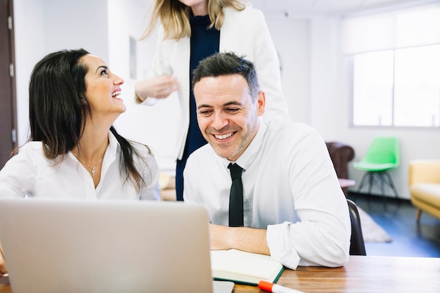 Modern business people smiling