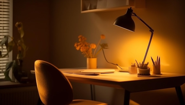 Free Photo modern desk lamp illuminates creative home office design generated by ai