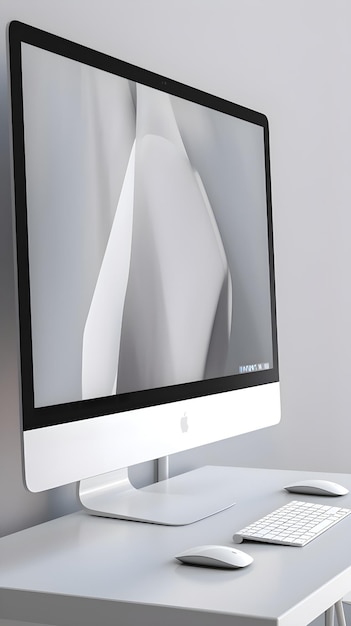 Free photo modern desktop computer with blank screen mock up 3d rendering