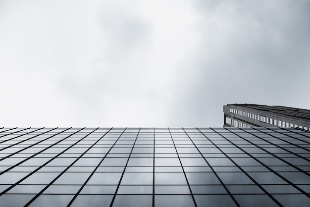 Modern glass building bottom view