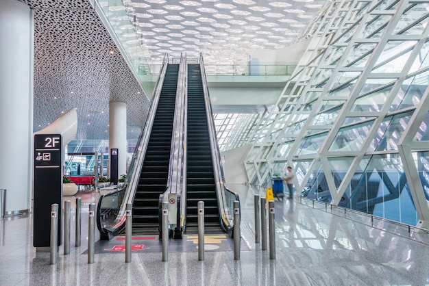 modern hallway of airport or subway station