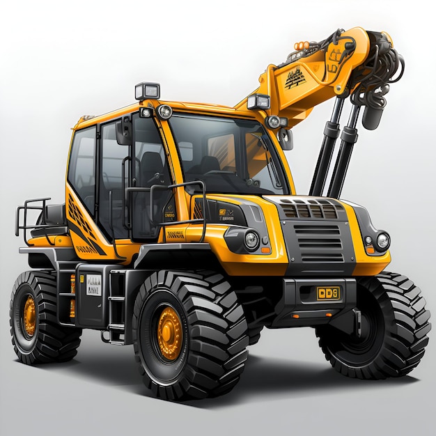 Free photo modern heavy duty excavator on a gray background 3d rendering