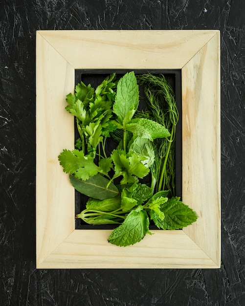 Modern kitchen composition with healthy ingredients