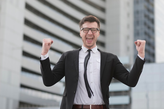 Modern man happy for success