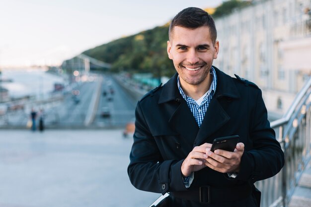 Modern man with smartphone