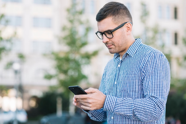 Modern man with smartphone