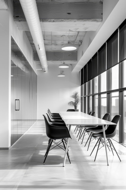 Free photo modern and minimalist office in black and white