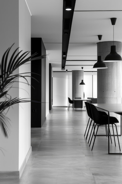 Free Photo modern and minimalist office in black and white