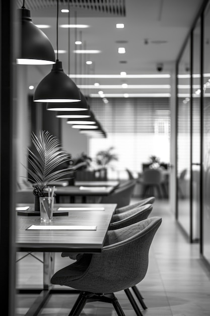 Free Photo modern and minimalist office in black and white