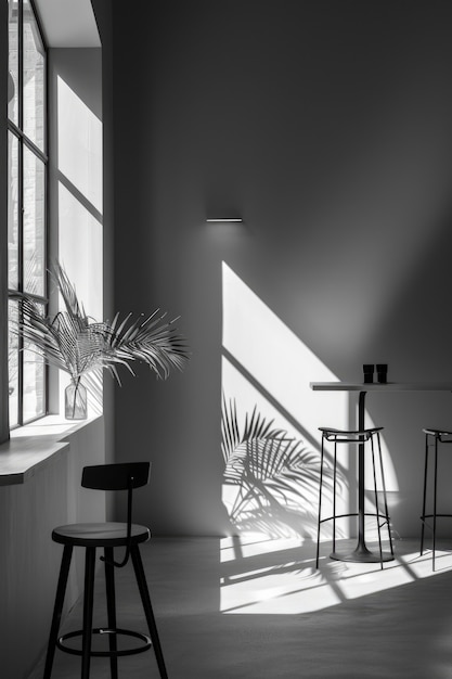 Free Photo modern and minimalist office in black and white