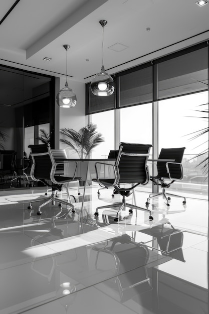 Free Photo modern and minimalist office in black and white