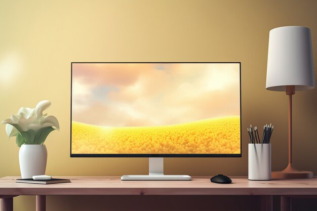 Modern monitor on elegant table