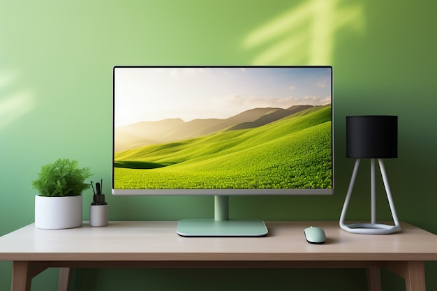 Modern monitor on elegant table