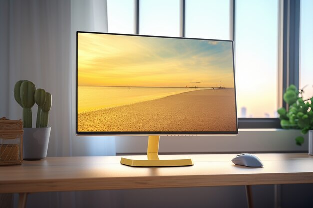 Modern monitor on elegant table